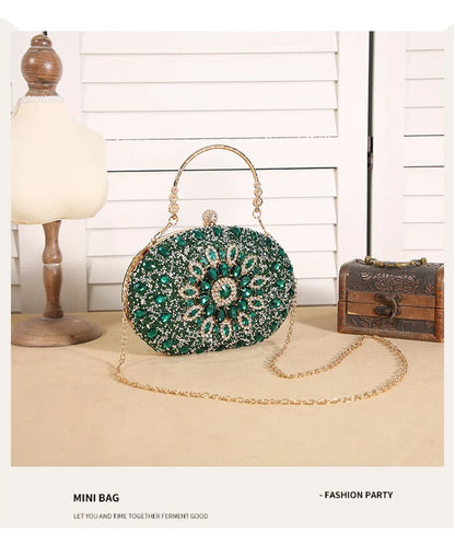 Cross-border explosive sunflower dinner bag Fashion banquet clutch bag Dress evening bag Diamond set bag European and American p