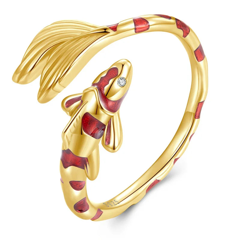Guardian Lucky Fish Rope Chain Bracelet Earrings Ring for Couple 925 Sterling Silver Enamel Jewelry Friendship Fashi