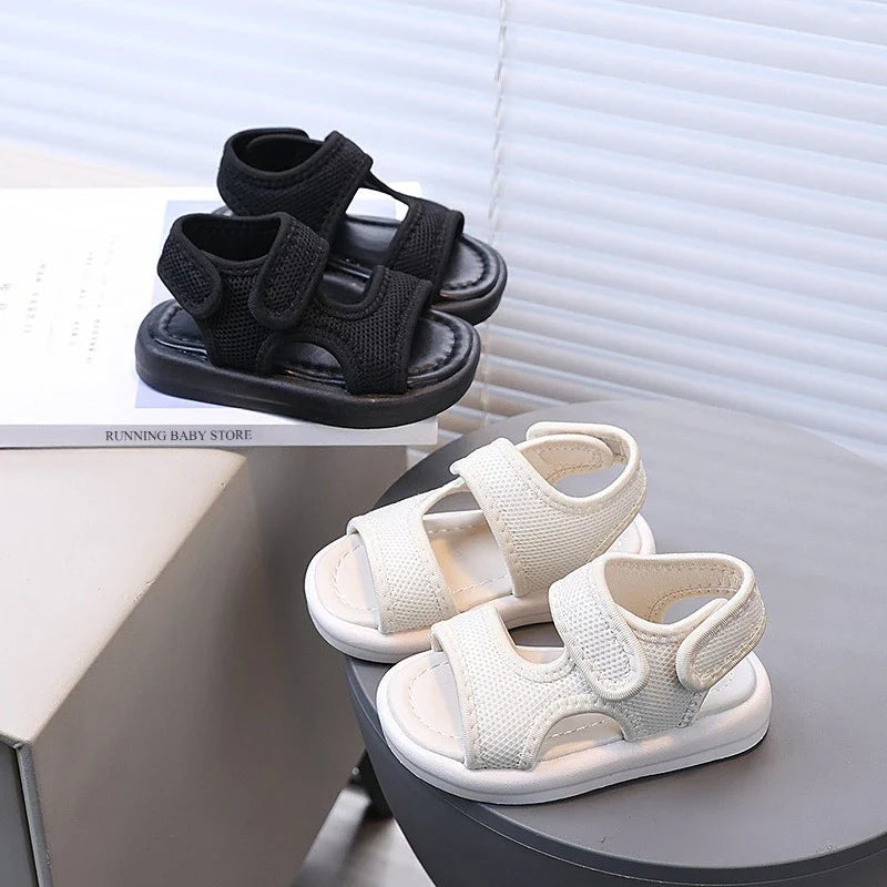 Summer Boy Casual Lightweight Cloth Vamp Beach Shoes Student Outdoor Girls Sandals Breathable Daily Platform Flat Sandals I05073