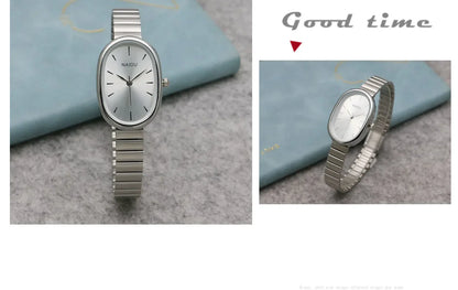 Oval Small Dial Women Quartz Watch Stainless Steel Bamboo Strap Girl Student Leisure Fashion Luxury Gift Wristwatch Dropshipping