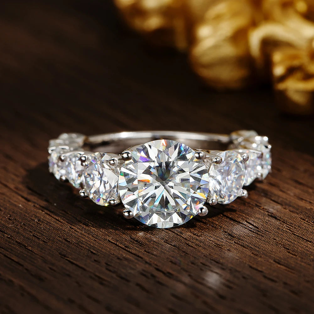 8ct D Color All Moissanite Ring s925 Sliver Plated 18k White Gold Wedding Band Engagement Rings For Women Fine Jewelry