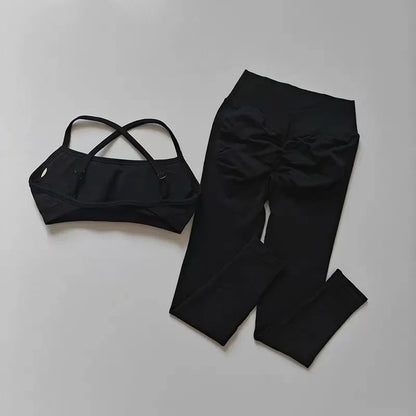 Peach Butt Seamless Fitness Two-Piece Set: Tight Yoga Sports Bra Quick-Dry Pants Set for Pilates Women