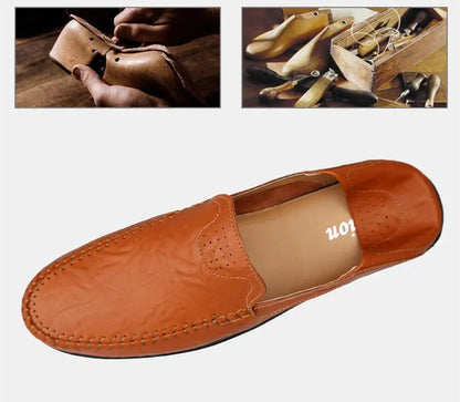 Genuine Leather Men Casual Shoes Luxury Brand Designer Men Loafers Moccasins Breathable Slip on Male Boat Shoes Plus Size 37-47