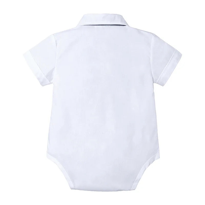 Baby Boy Formal Birthday Outfit Suit Toddler Gentleman Clothes Infant Short Sleeve Bowtie Shirt+Suspender Pants Casual Sets