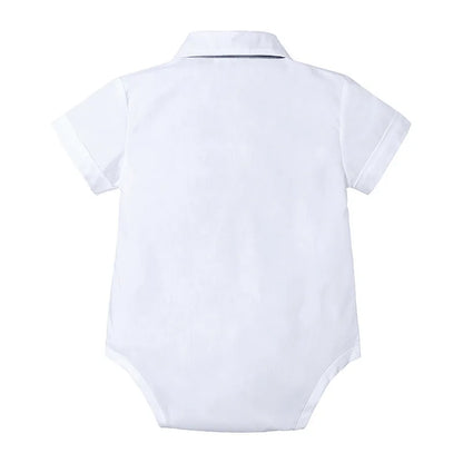 Baby Boy Formal Birthday Outfit Suit Toddler Gentleman Clothes Infant Short Sleeve Bowtie Shirt+Suspender Pants Casual Sets
