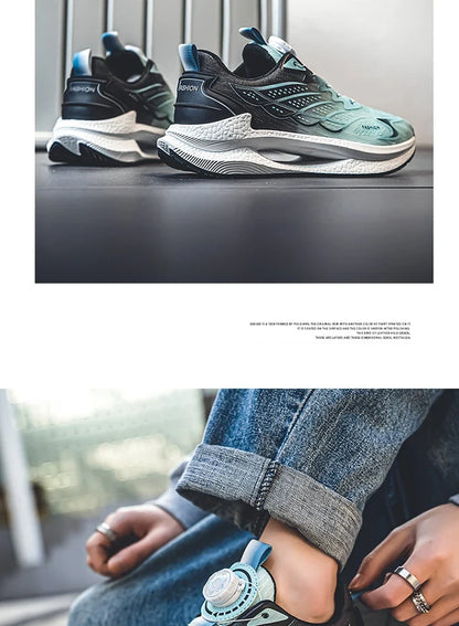 Summer Breathable Casual Sports Shoes for Men, New Fashionable and Versatile Breathable Mesh Rotating Buckle Running Shoes Suitable for Outdoor Sports and Daily Wear