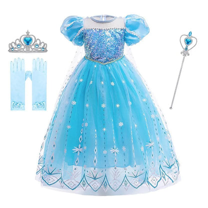 Fantasia Infantil de Rainha da Neve para Crianças, Cosplay da Elsa, Apresentação, Lantejoulas, Disfarce, Vestido Elegante de Princesa para Festa de Meninas, Fantasia de Halloween
