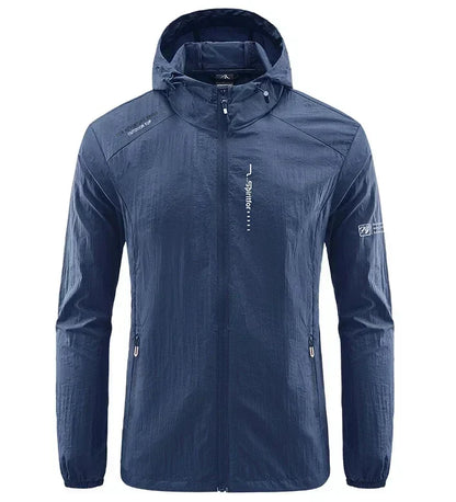 Men's UPF 50+ UV Protection Windbreaker Quick Dry Jacket Outdoor Sun-Protective Thin Hiking Fishing Cycling Hooded Sport Light