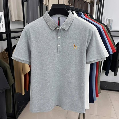 High end luxury brand short sleeve polo shirt summer new trend cute dog embroidery design T-shirt casual Korean golf men's wear
