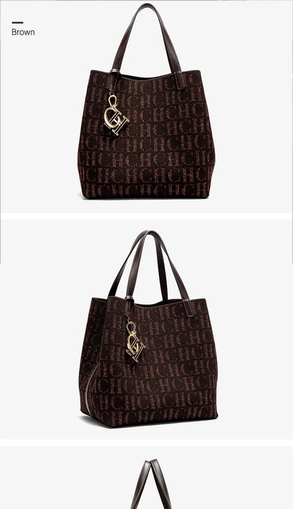 Ladies Shoulder Bag Simple Solid Colour Letter Print Design Ladies Tote Bag Large Capacity Daily Commuter Bag Ladies Crossbod