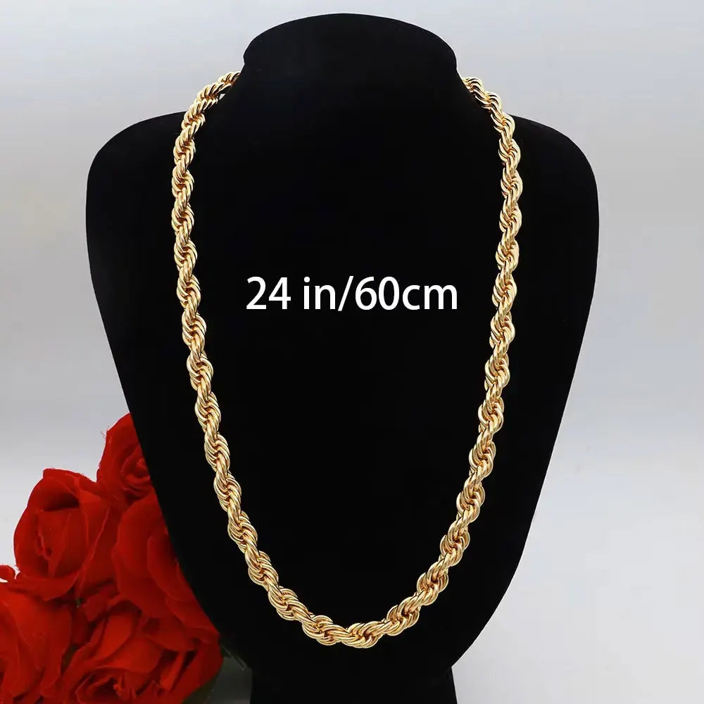 60cm 24in Punk Thick Chain Bicolor Gold-Plated Necklace For Men Women Hip Hop Luxury Copper Chain Dubai Jewelry Neck Party Gift