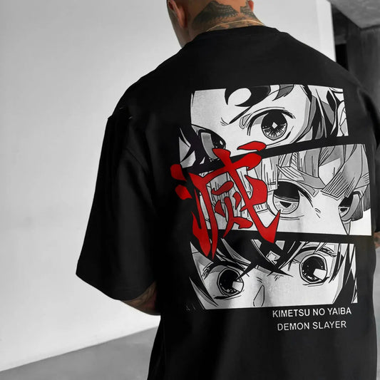 Oversized Men's T-shirt Demon Slayer Anime Print Summer trendy Women Short Sleeve Graphic Tee Streetwear Casual Tops Y2k Clothes