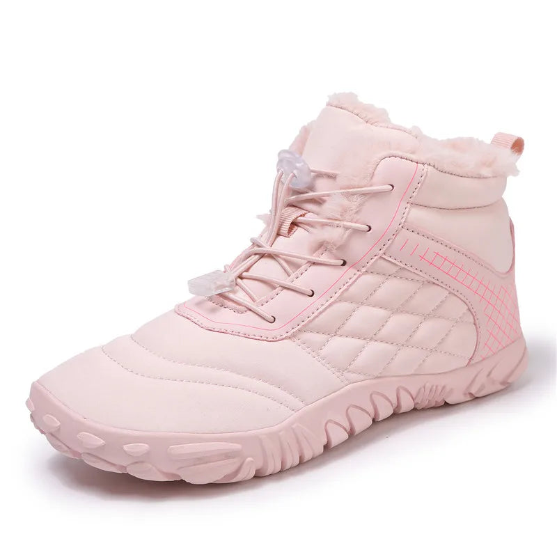 Botas de Caminhada de Inverno Barefoot Masculinas Femininas, Botas de Neve Quentes Sem Salto, Botas de Tornozelo com Biqueira Larga, Impermeáveis Minimalistas
