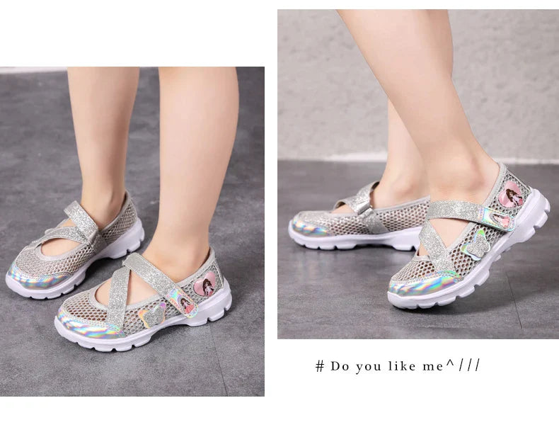 Summer Brand Non-slip Beach Shoes Children Sandals Girls Casual Shoes Kids Flowers Princess Flat Shoes Size 26-36