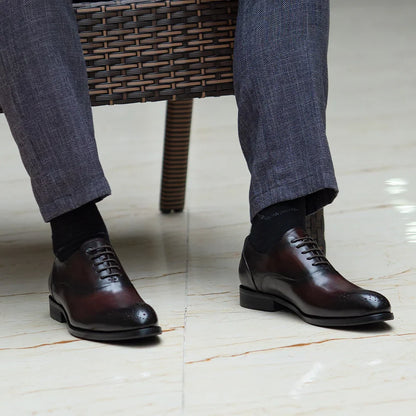 Men's Classic Italian Style Genuine Leather Oxfords Dress Shoes Lace-Up Black/Brown Business Office Wedding Formal Footwear