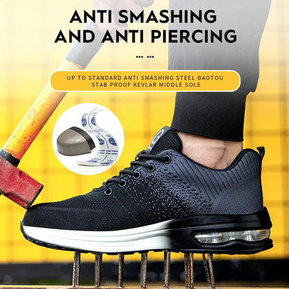 Men Steel Toe Security Protection Shoes Anti-Smash Puncture-Proof Work Shoes Wear-Resistant Construction Shoes Safety Shoes