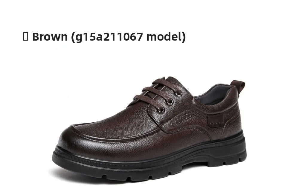 Golden Camel Men's Shoes 2026 New Business Casual Soft Sole Leather Shoes Brand Design Soft Soles Non-slip Velvet Warm Loafers