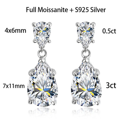 7 Carat Water-drop Pear Cut D Color Moissanite Diamond Engagement Drop Earrings For Women 925 Sterling Silver Fine Jewelry