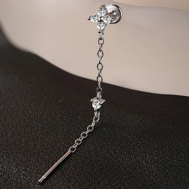 New D Vvs1 All Moissanite Tassel Drop Earrings for Women Lab Diamond Wedding Party Jewelry 100% S925 Sterling Silver