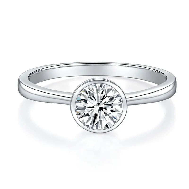 3 Stones Moissanite Engagement Ring s925 Sterling Silver Plated 18k White Gold GRA Certified Promise Rings for Women