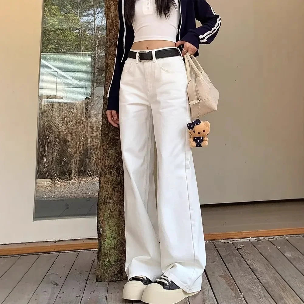 High-Waisted Slimming Straight-Leg Denim Jeans