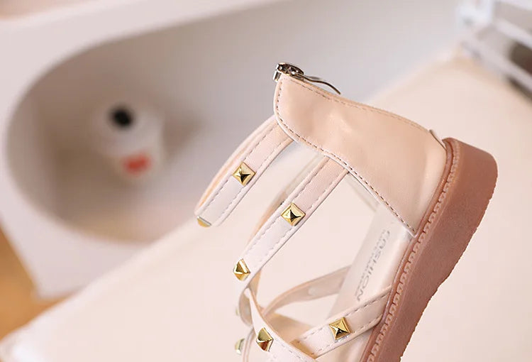 Girls Gladiator Sandals 2026 New Summer Children Fashion Princess High-top Shoes Versatile Kids Causal Beach Holiday Sandals