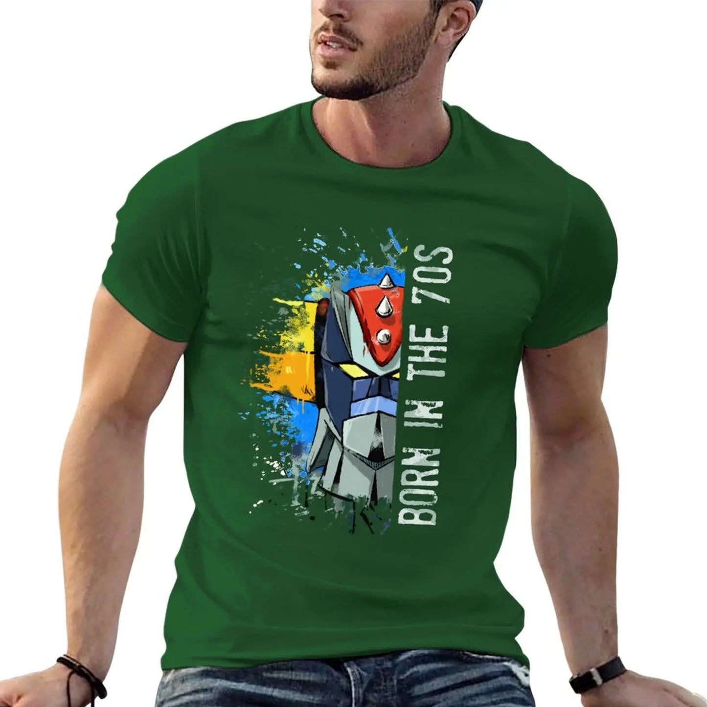 Ufo Robot Goldrake - Born In The Seventies T-Shirt Blouse heavyweights hippie clothes Men's t-shirts