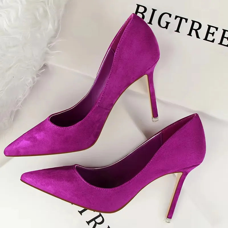 Shoes 2026 New Women Pumps Suede High Heels Shoes Fashion Office Shoes Stiletto Party Shoes Female Comfort Women Heels