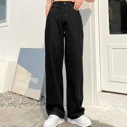 Woman High Waist Vintage Punk Wide Leg Jeans