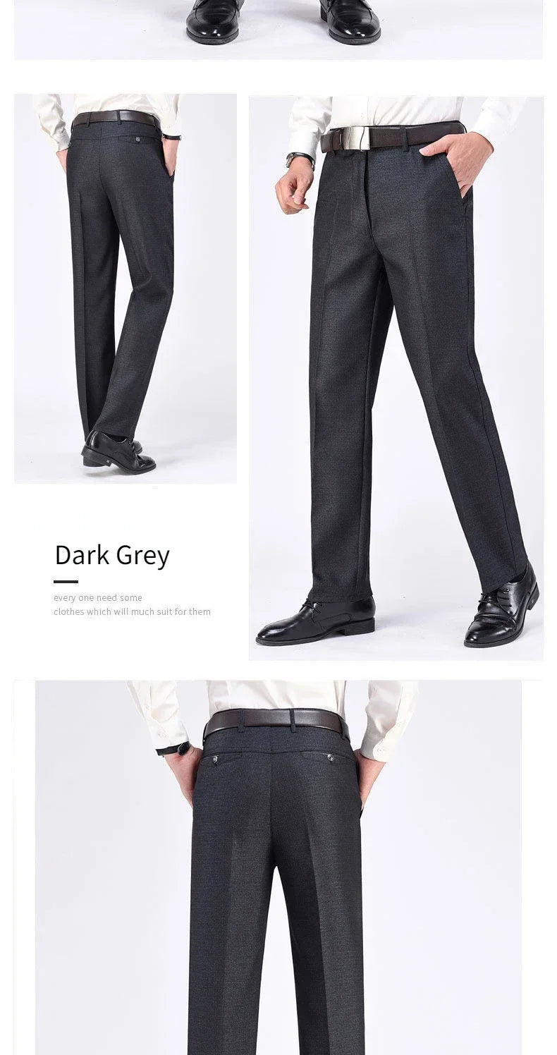 Mens Summer Casual Suit Thin Pants Classic Formal Business Fashion Autumn Thick Stretch Trousers Male Brand Clothes GOZBKF