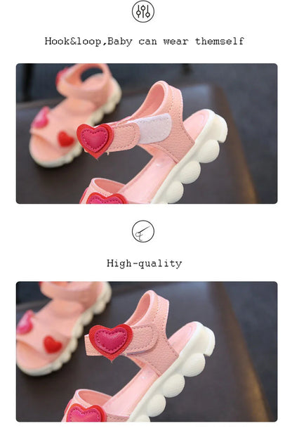 Lovely Heart Shape Children Sandals for Girls 2026 Summer Open Toe Sandals Kids Girls New Arrival Baby Girl Beach Shoes I03123