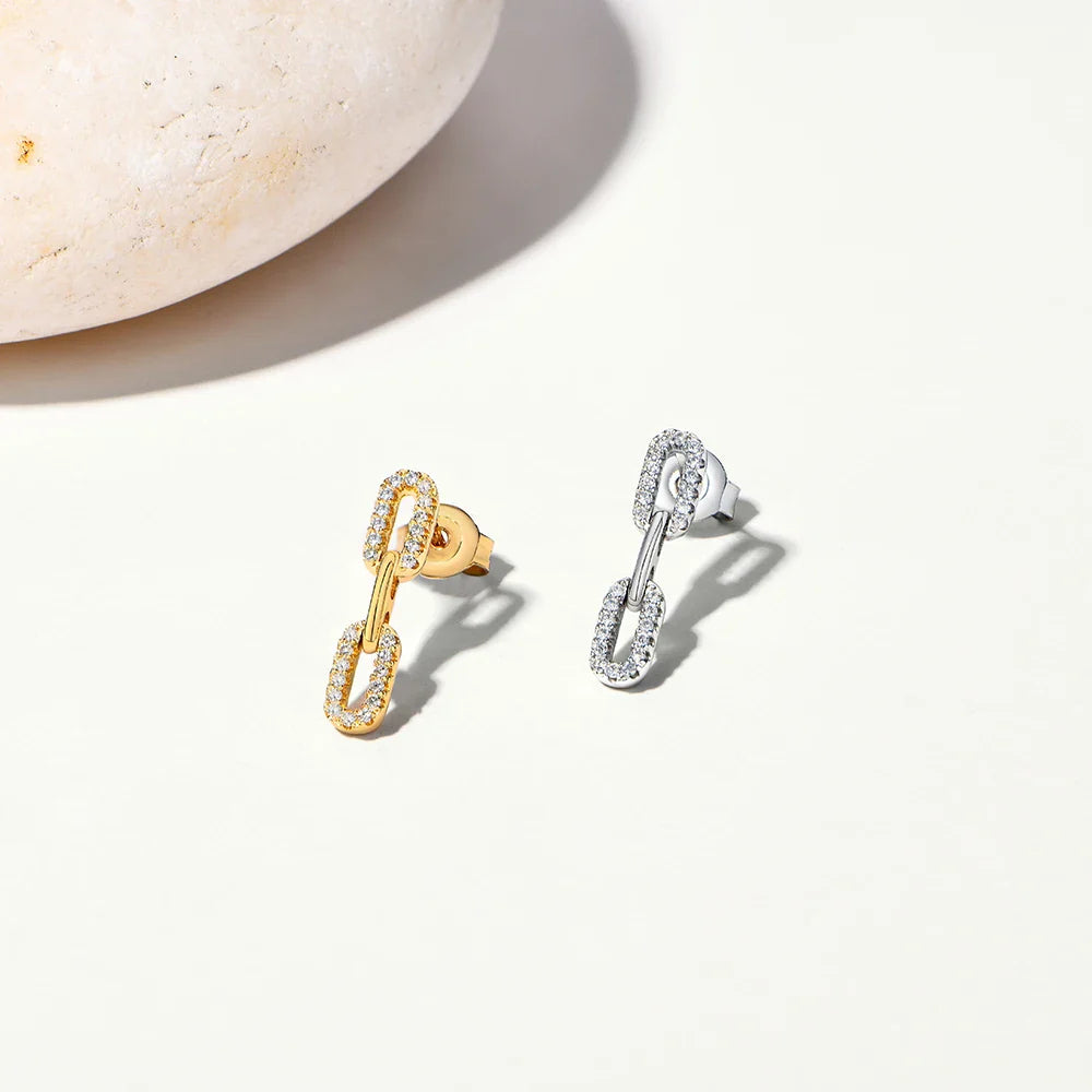 S925 Sterling Silver 18k Gold Plated Moissanite Stud Earring For Women Interlocking Design Engagemen Luxury JewelryGift