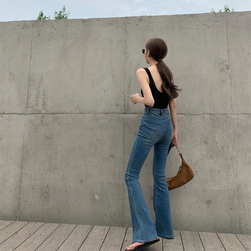 Autumn And Winter New Retro Micro Flared Jeans With High Waist Slim Fit Lifted Hips Wide Legs Flared Jeans For Women