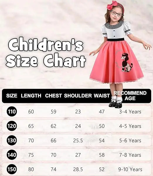 Girls Party Dresses Summer Dress Poodle Print Polka Dot Vintage Dress With Scarf Outfit Girls Casual Summer Dresses Birthday