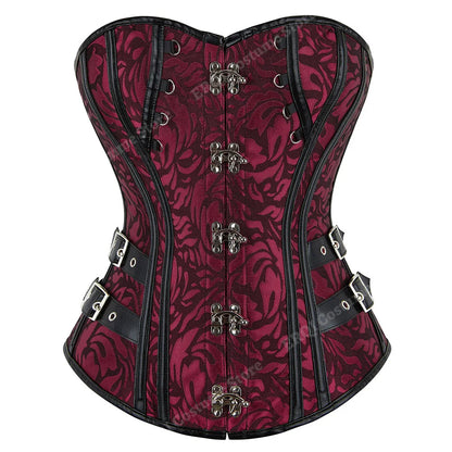 Steampunk Corset Women Plus Size Pirate Corset Top Overbust Halloween Lace Up Costume Gothic Steampunk Corset Metallic Red Brown