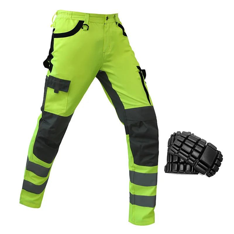 Men's Workwear Suit Work Suit Fluorescent Yellow Work Jacket and Pants Set with Multi Pockets Work Wear
