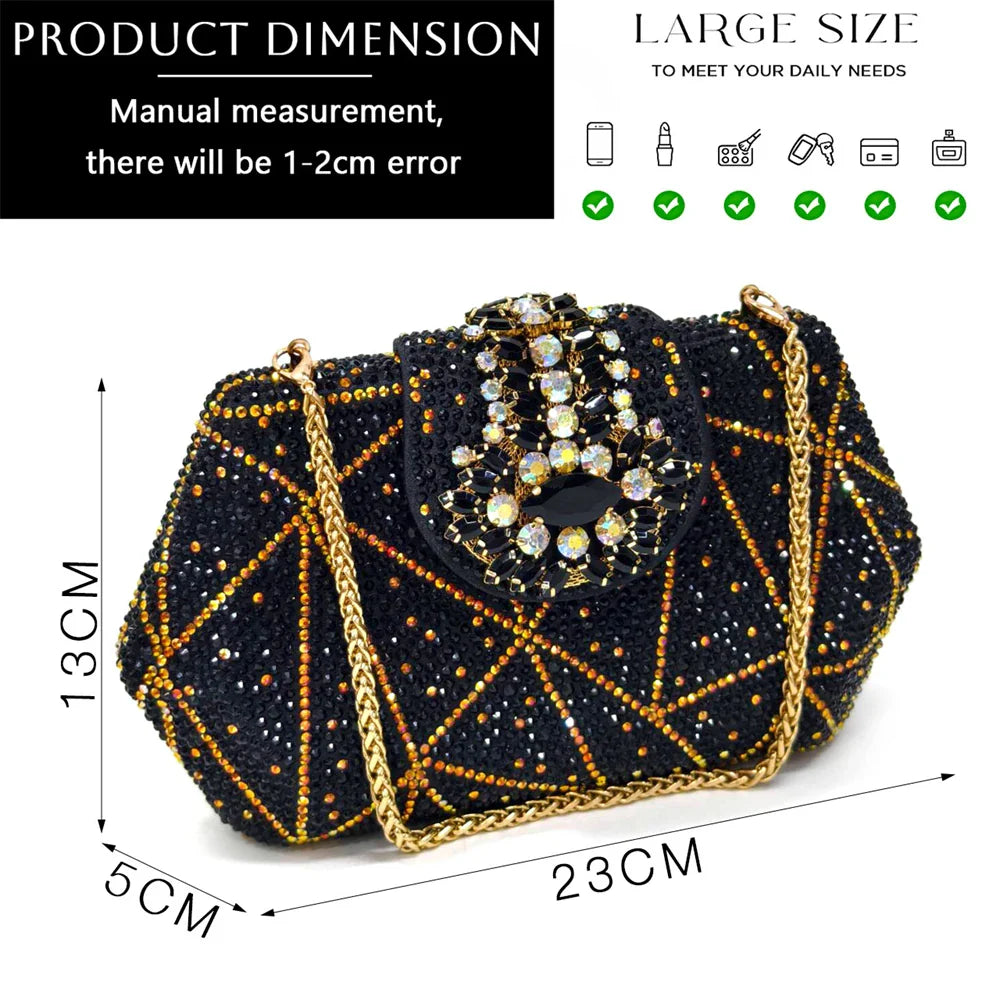 Pointed-Toe Rhinestone Pumps African Ladies Italian Shoe and Bag Set Designer
