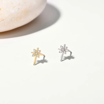 Snowflake Moissanite Earrings DVVS1 Real 925 Sterling Silver 18K Gold Plated for Women Wedding Engagement Party Jewelry