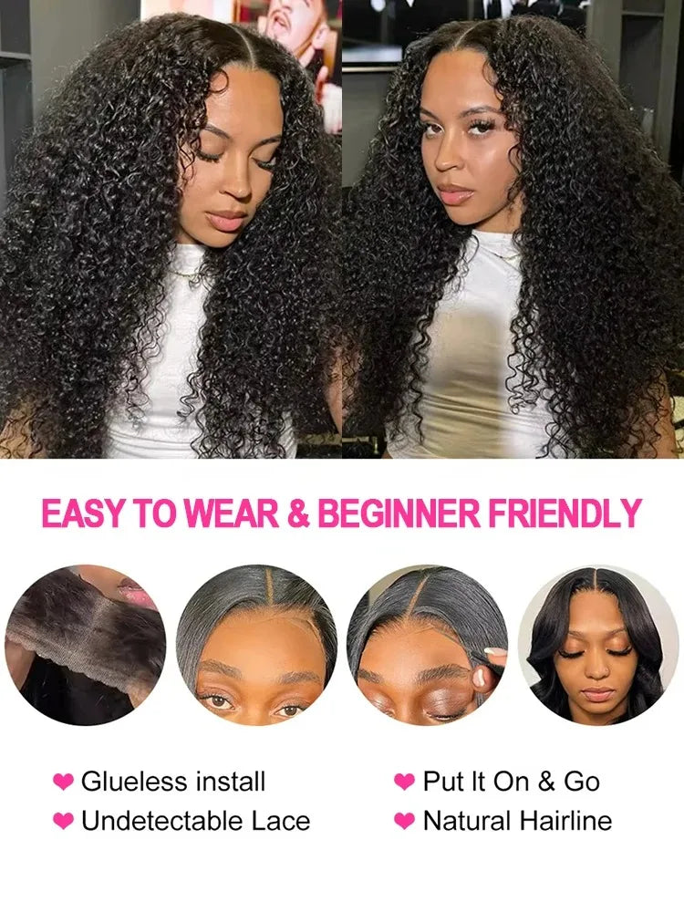 30 34 Inches Deep Wave 13x6 HD Lace Front Human Hair Wigs Pre Plucked 5x5 Glueless Curly Lace Frontal Wigs Human Hair 250Density