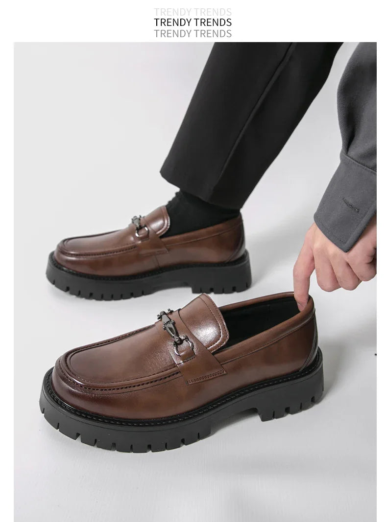 Trend Platform Casual Business Leather Shoes Men Formal Office Social Leather Loafers Male Derby Shoes Men's Dress Shoes