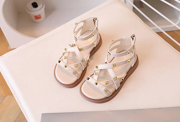 Girls Gladiator Sandals 2026 New Summer Children Fashion Princess High-top Shoes Versatile Kids Causal Beach Holiday Sandals