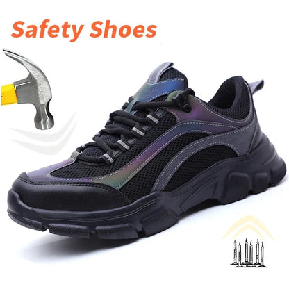 Safety Shoes Lightweight Steel Toe Anti Smashing Piercing Women's Men's Work Sneakers Reflective Indestructible Protective Boots
