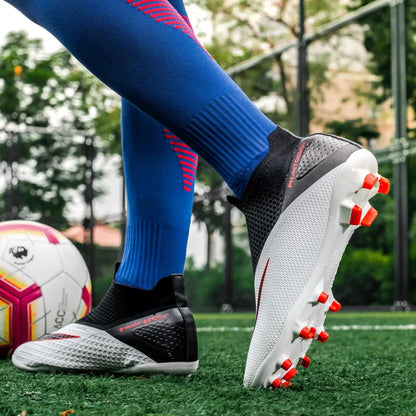Big Size 49 48 Slip On Soccer Shoes Unisex Long Spike AG/TF Artificial Football Shoes Indoor Anti-slip Training Sport Boots