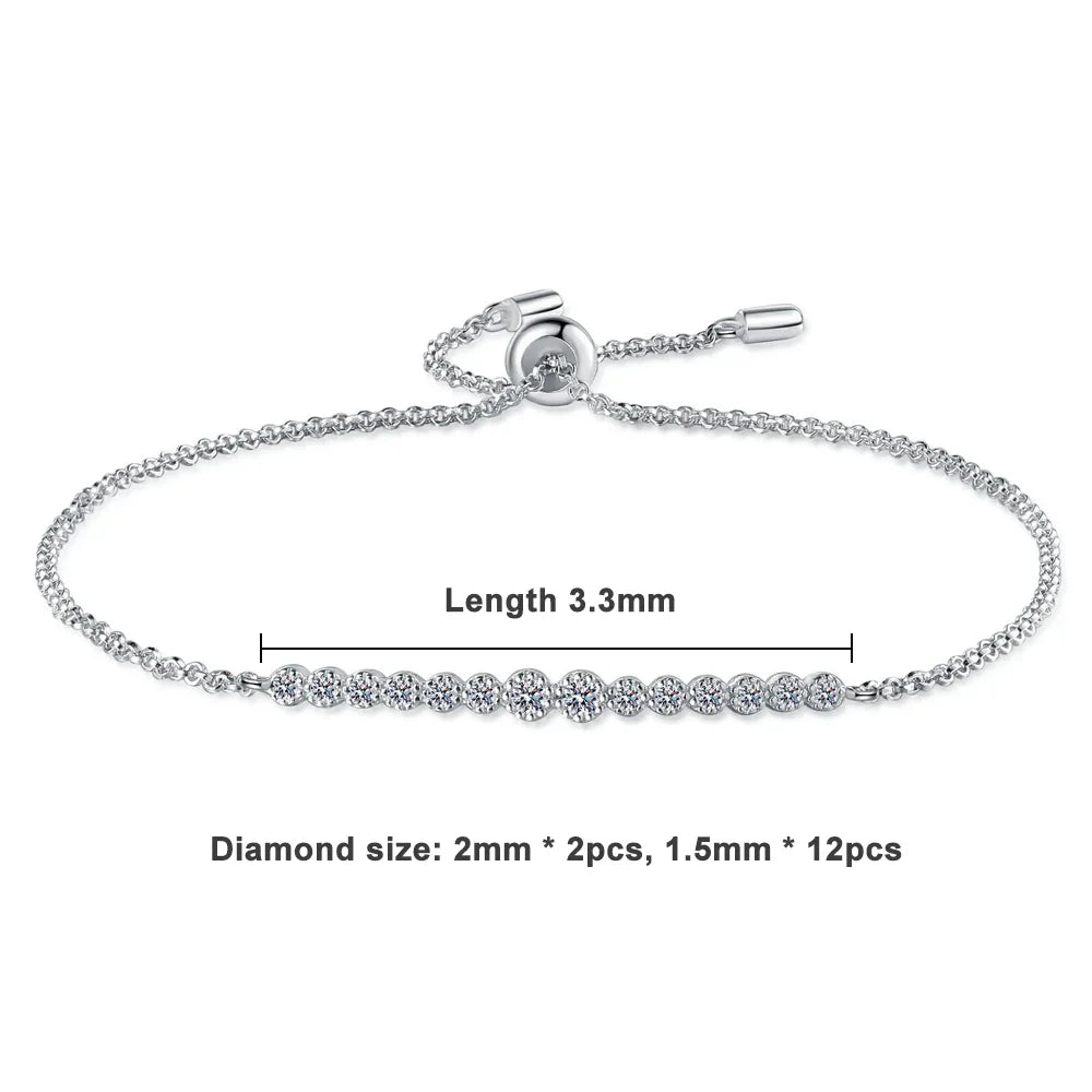 D VVS1 All Moissanite Bracelets for Women 0.24ct Round Lab Diamond GRA S925 Sterling Silver Plated 18k Dainty Bracelet