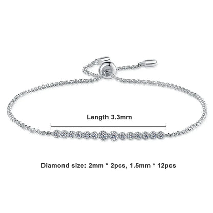 D VVS1 All Moissanite Bracelets for Women 0.24ct Round Lab Diamond GRA S925 Sterling Silver Plated 18k Dainty Bracelet