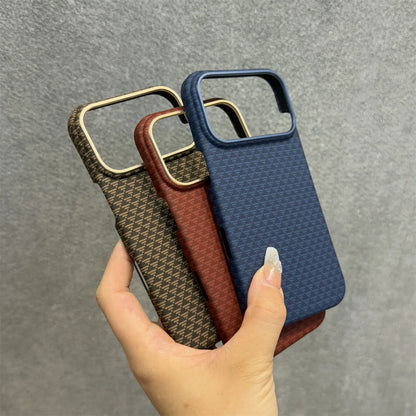 Business Kevlar Matte Hard Carbon Pattern for Mag-safe Original Case for IPhone 17 Pro Max Charge Protection Cover