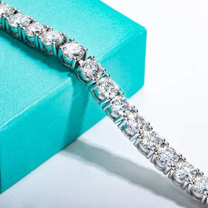 AnuJewel 3mm/4mm/5mm/6.5mm D Color Moissanite Diamond Tennis Bracelet 925 Sterling Silver Wedding Bracelets for Woman&Men