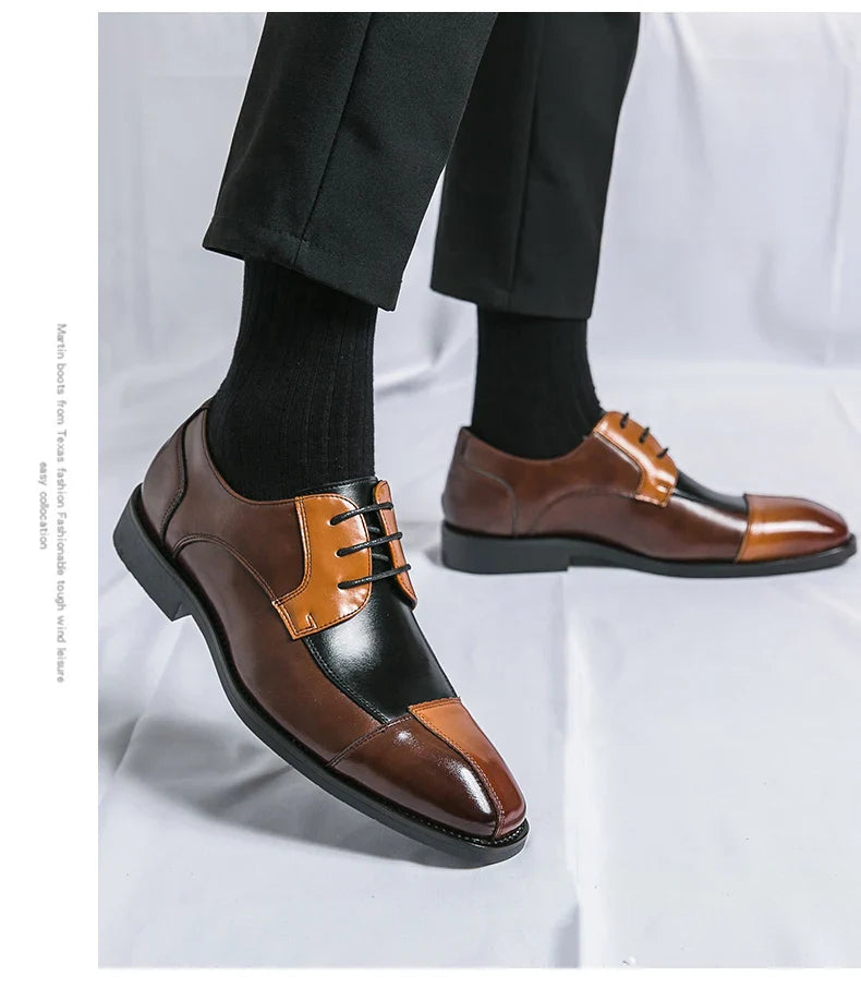 Trend Social Leather Shoes Men Classic Casual Business Leather Shoes Retro Men's Dress Shoes High Quality Office Wedding Leather