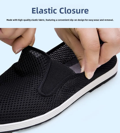Men's Summer Soft Bottom Driving Shoes Breathable Mesh Slip-On Shoes Wear-Resistant Casual Old Beijing Style Rubber Sole