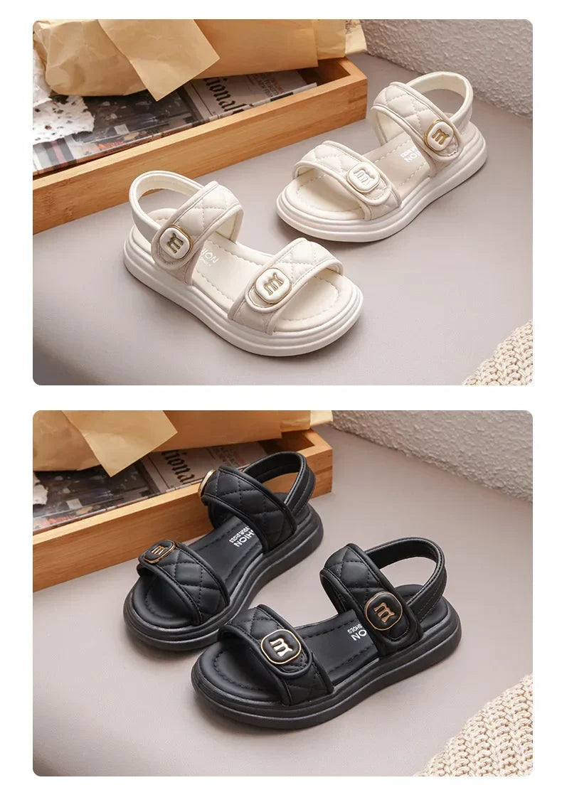 Kids Causal Sandals 2024 Thick Bottom Summer Toddler Girls Sandals Fashion Open-toe Children's School Black Sandals Versatile